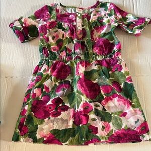 Gymboree Pink and Green Floral Cotton Dress 6